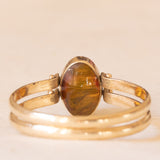 Anello doppio girevole vintage in oro giallo 9K con amazonite e ambra, anni ‘70/‘80