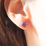 Vintage-Ohrringe aus 9-karätigem Gelbgold mit Amethysten (ca. 3 Karat), 1981