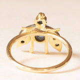 Fliegenring aus einer antiken Brosche aus 18 Karat Gelbgold und Silber mit Saphiren und Diamanten im Rosettenschliff