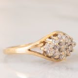 Anello vintage in oro giallo 9K con diamanti (0.19ctw ca.), anni ‘70/‘80