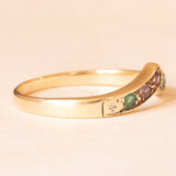 Vintage-Ring „Dearest“ aus 9 Karat Gelbgold mit Diamant, Smaragd, Amethyst, Rubin, Smaragd, Saphir und Turmalin, Jahr 1992