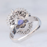 Anello ballerina vintage in platino con tanzanite (1.63ct) e diamanti (1.13ctw), anni ‘80/‘90
