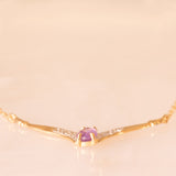 Collana vintage in oro giallo 9K con ametista (0.25ct ca.) e diamanti, anni ‘70/‘80 ca.