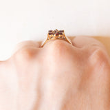 Vintage Gänseblümchenring aus 9-karätigem Gelbgold mit Granaten, 1976