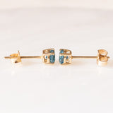 Vintage light point earrings in 9K yellow gold with light blue synthetic spinels (approx. 0.50ctw)