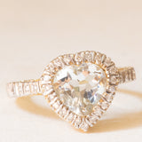Vintage-Ring aus 14-karätigem Gelbgold mit Aquamarin im Herzschliff (ca. 2.20 ct) und Diamanten im Brillantschliff (ca. 0.22 ctw), 80er/90er Jahre