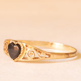 Vintage-Ring aus 9-karätigem Gelbgold mit herzförmigem Onyx