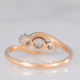 Trilogy antico in oro giallo 14K e argento con diamanti di taglio vecchia miniera (0.55ctw ca.), anni ‘10/‘20