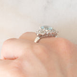 Anello a margherita vintage in platino con acquamarina (2ct) e diamanti (0.56ctw), anni ‘80