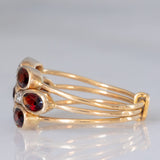 Anello harem in oro giallo 18K con granati (1.50ctw ca.) e pietre bianche, anni ‘60/‘70