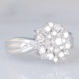 Anello a fiore vintage in platino con diamanti (1ctw), anni ‘80