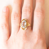 Vintage-Aquamarin-Cocktailring aus 14-karätigem Gelbgold (ca. 3.30 Karat), 70er Jahre