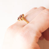 Vintage Gänseblümchenring aus 9-karätigem Gelbgold mit Granaten, 1976