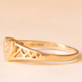 Herzförmiger Vintage-Siegelring + Zigeunerring aus 9-karätigem Gelbgold mit Zirkonia