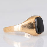 Anello chevalier vintage in oro giallo 9K con onice, anno 1979