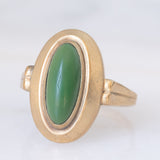 Anello da cocktail vintage in oro giallo 8K con pietra verde acqua, anni ‘70
