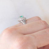 Anello ballerina vintage in platino con smeraldo (0.40ct) e diamanti (0.38ctw), anni ‘90