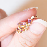 Vintage-Tropfenohrringe aus 9-karätigem Gelbgold mit Amethyst (ca. 1 ctw), 80er Jahre