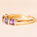 Vintage-Ring aus 9-karätigem Gelbgold mit Amethysten, Turmalin und Iolithen, 2005