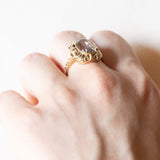 Vintage-Ring aus 14-karätigem Gelbgold mit synthetischem blauen Spinell (ca. 4.50 ct), 50er Jahre