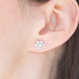 Orecchini a fiore vintage in platino con diamanti (1ctw)