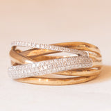 Vintage-Ring aus 9-karätigem Gelb- und Weißgold mit Diamanten (ca. 0.50 ctw), 60er/70er Jahre