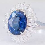 Anello ballerina in platino con zaffiro (3.02ct) e diamanti (1.20ctw), anni ‘80