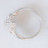 Anello a fiore vintage in platino con diamanti (1ctw), anni ‘80