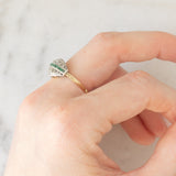Vintage antique style ring in 14K yellow gold and silver with square cut emeralds (0.12ct approx.) and rose cut diamonds (0.26ctw approx.), 50s/60s