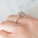 Anello a fiocco di neve in oro bianco 14K con diamanti di taglio brillante (0.50ctw ca.), anni ‘70