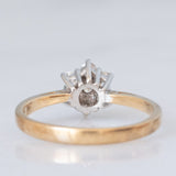 Vintage-Blumenring aus 9-karätigem Gelb- und Weißgold mit Diamanten im Brillantschliff (ca. 0.33 ctw)
