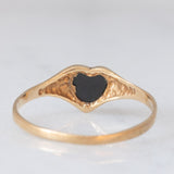 Anello vintage in oro giallo 9K con cuore di onice, anno 1989