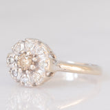 Anello a margherita vintage in oro bianco 14K con diamanti di taglio brillante (0.16ctw ca.) e con centrale fancy brown, anni ‘80