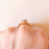 Vintage-Diamant-Blumenring aus 14-karätigem Gelbgold im Brillantschliff (ca. 0.25 ctw), 70er Jahre
