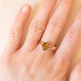 Anello doppio girevole vintage in oro giallo 9K con amazonite e ambra, anni ‘70/‘80