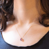 Vintage-Halskette mit Kette aus 9-karätigem Gelbgold und Anhänger aus 9-karätigem Gelbgold mit Amethyst (ca. 0.40 ct), 70er Jahre