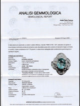 Anello ballerina moderno in platino con tormalina Paraiba (1.26ct) e diamanti (1.36ctw), anni ‘2000