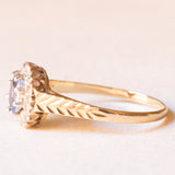 Vintage-Ring aus 9-karätigem Gelb- und Weißgold mit Saphir (ca. 0.60 ct) und Diamanten, 1987