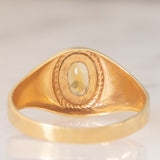 Chevalière vintage en or jaune 14 carats avec citrine et quartz, années 60