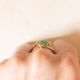 Anello vintage in oro giallo 14K con smeraldi (1.20ctw ca.), anni ‘70