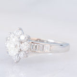 Anello a fiore vintage in platino con diamanti (1.33ctw), anni ‘90