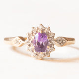 Vintage-Gänseblümchenring aus 9-karätigem Gelb- und Weißgold mit Amethyst (ca. 0.30 ct) und Diamanten (ca. 0.14 ct), 70er Jahre