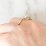 Anello a fiore vintage in oro giallo 9K con diamanti di taglio brillante (0.25ctw ca.), anni ‘80/‘90
