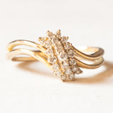 Vintage-Ring aus 9-karätigem Gelbgold mit geschliffenen Diamanten (ca. 0.21 ctw), 1989