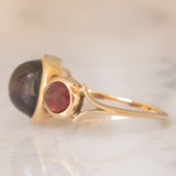 Trilogy vintage in oro giallo 14K con granati di taglio cabochon (5.50ctw ca.), anni ‘40/‘50