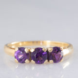 Trilogía vintage de oro amarillo de 14 quilates con amatistas (aprox. 0.90 cts), década de 90