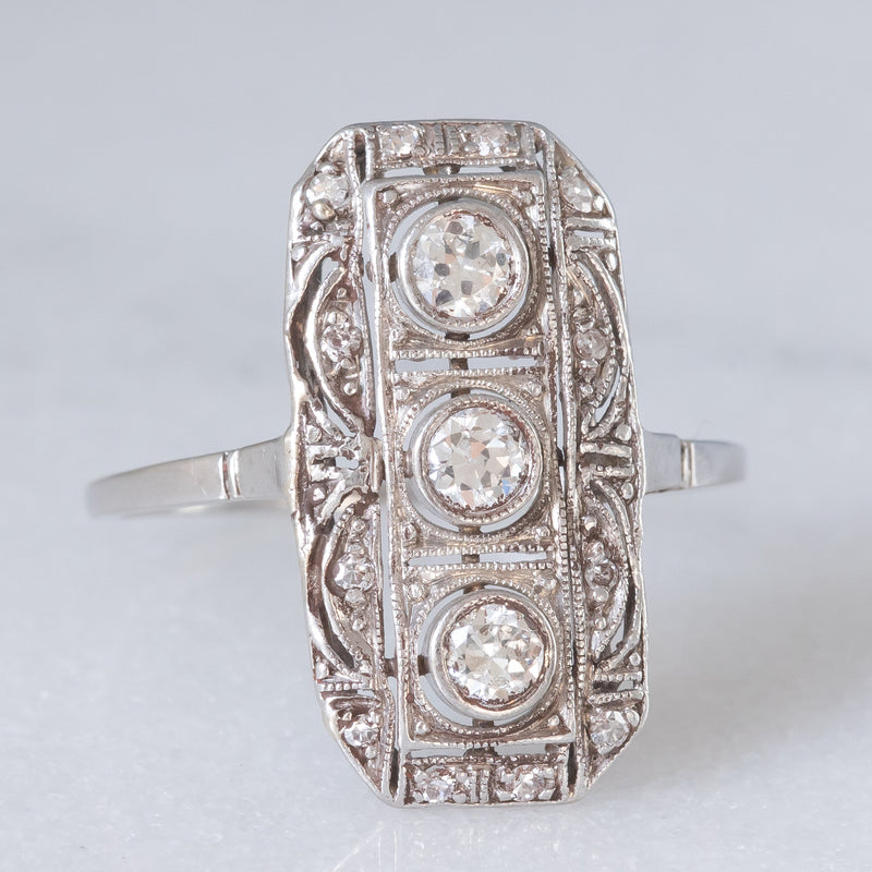 Anello Art Déco in oro bianco 14K e platino con diamanti (0.50ctw ca.), anni ‘30