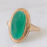 Anello vintage in oro giallo 8K con agata verde, anni ‘60/‘70