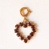 Vintage Herzanhänger aus 8 Karat Gelbgold mit Granaten, 60er Jahre