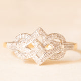 Anello vintage in oro giallo e bianco 9K con diamanti